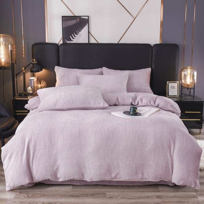 米瑞娜 2025新款牛奶绒四件套 律动-香芋紫