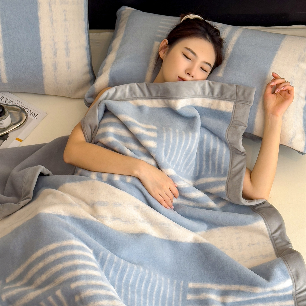 91家纺网 家纺一手货源 找家纺 （总）丝幔家纺 2025新款羊绵绒双层印花毛毯毯子