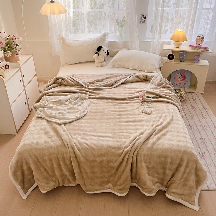 启发 2025新款泡泡牛奶绒毛毯 泡泡茶咖