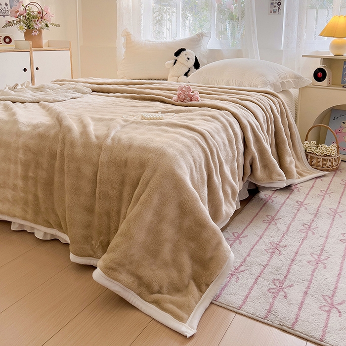 91家纺网 家纺一手货源 找家纺 启发 2025新款泡泡牛奶绒毛毯 泡泡茶咖