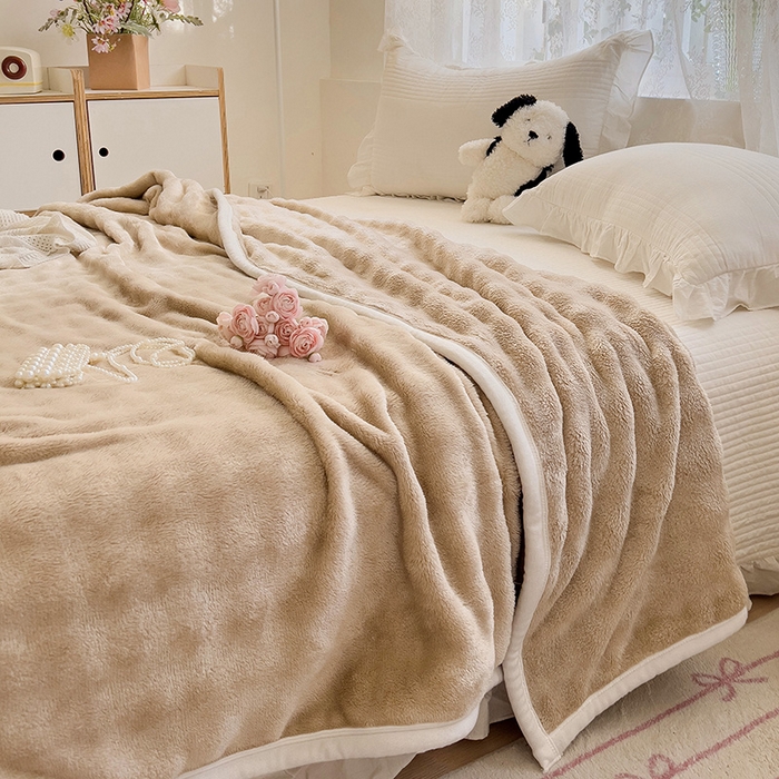 91家纺网 家纺一手货源 找家纺 启发 2025新款泡泡牛奶绒毛毯 泡泡茶咖