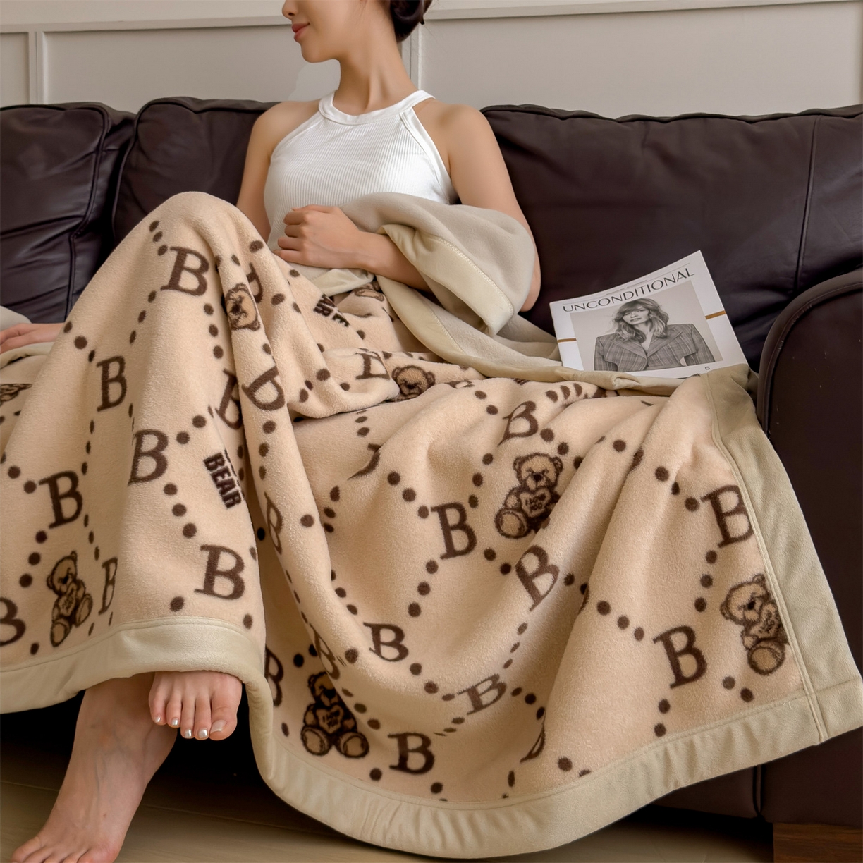 91家纺网 家纺一手货源 找家纺 丝幔家纺 2025新款羊绵绒双层印花毛毯毯子 帕泡儿