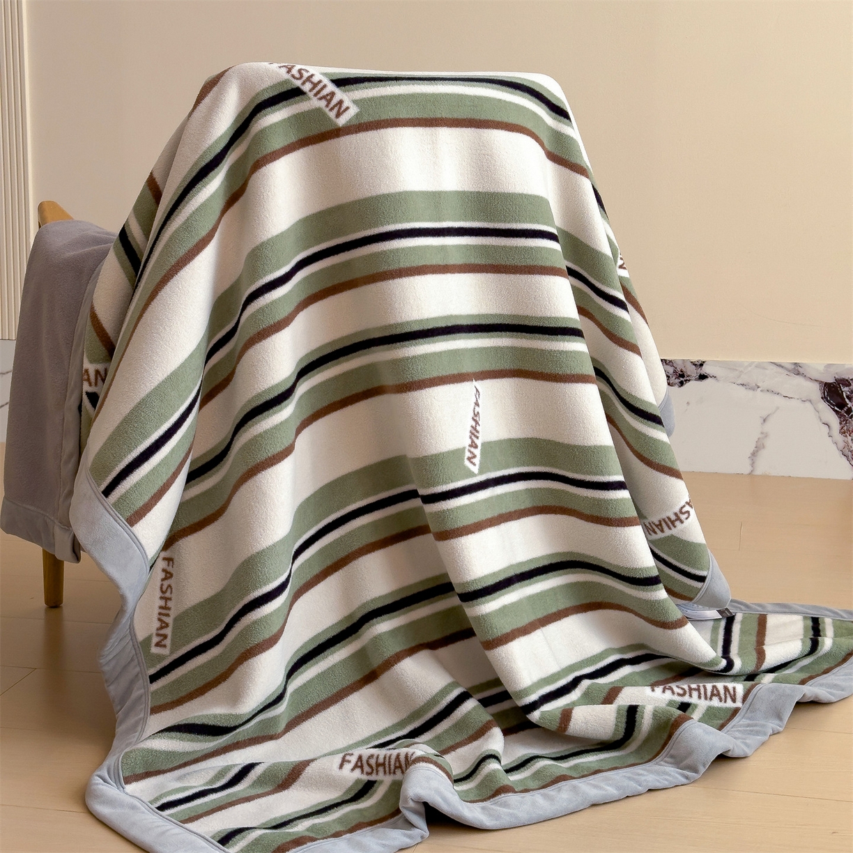 91家纺网 家纺一手货源 找家纺 丝幔家纺 2025新款羊绵绒双层印花毛毯毯子 落日漫游