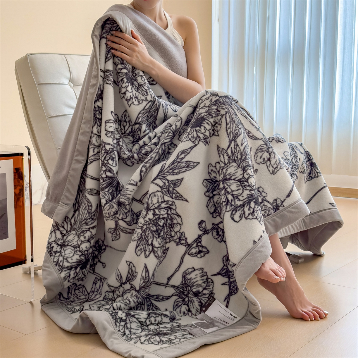 91家纺网 家纺一手货源 找家纺 丝幔家纺 2025新款羊绵绒双层印花毛毯毯子 花田