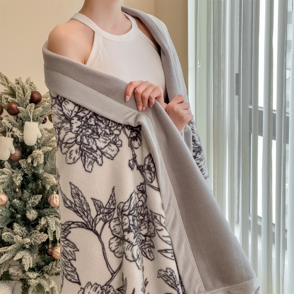 91家纺网 家纺一手货源 找家纺 丝幔家纺 2025新款羊绵绒双层印花毛毯毯子 花田