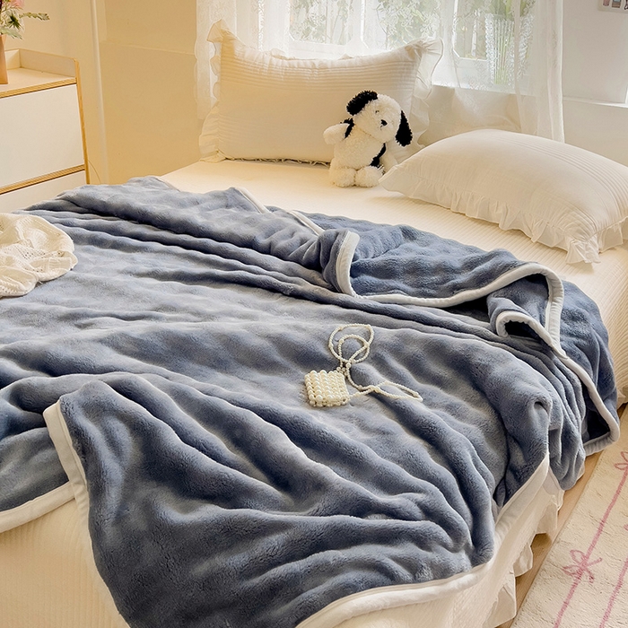 91家纺网 家纺一手货源 找家纺 启发 2025新款泡泡牛奶绒毛毯 泡泡蓝灰