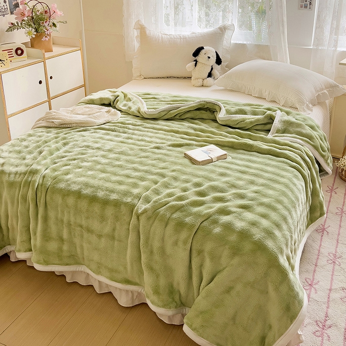 91家纺网 家纺一手货源 找家纺 启发 2025新款泡泡牛奶绒毛毯 泡泡奶绿