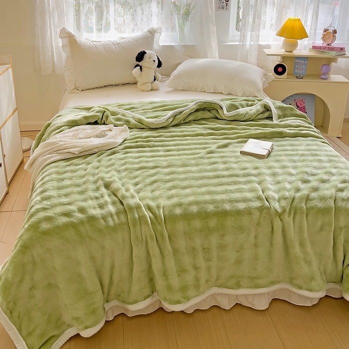 91家纺网 家纺一手货源 找家纺 启发 2025新款泡泡牛奶绒毛毯 泡泡奶绿