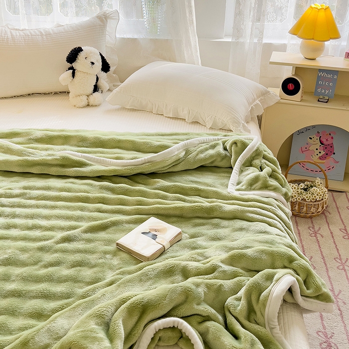 91家纺网 家纺一手货源 找家纺 启发 2025新款泡泡牛奶绒毛毯 泡泡奶绿