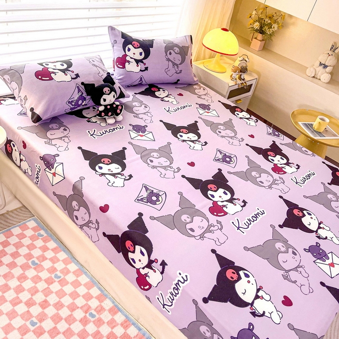 91家纺网 家纺一手货源 找家纺 一电 2024新款四季卡通床笠单件床罩床垫套防滑套宿舍儿童床单定制 爱心库洛米