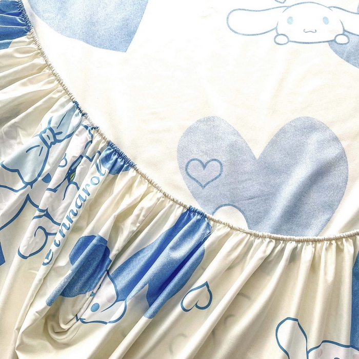 91家纺网 家纺一手货源 找家纺 一电 2024新款四季卡通床笠单件床罩床垫套防滑套宿舍儿童床单定制 爱心玉桂狗