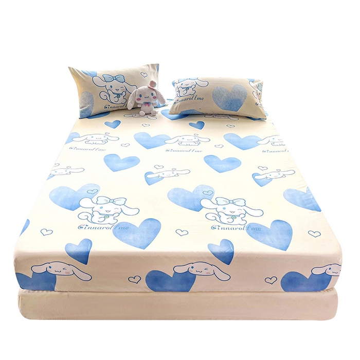 91家纺网 家纺一手货源 找家纺 一电 2024新款四季卡通床笠单件床罩床垫套防滑套宿舍儿童床单定制 爱心玉桂狗