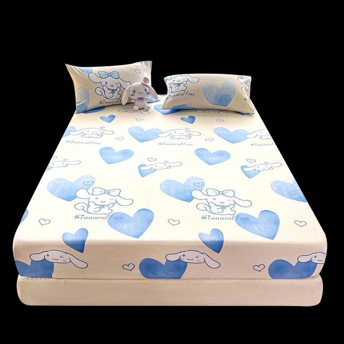 91家纺网 家纺一手货源 找家纺 一电 2024新款四季卡通床笠单件床罩床垫套防滑套宿舍儿童床单定制 爱心玉桂狗