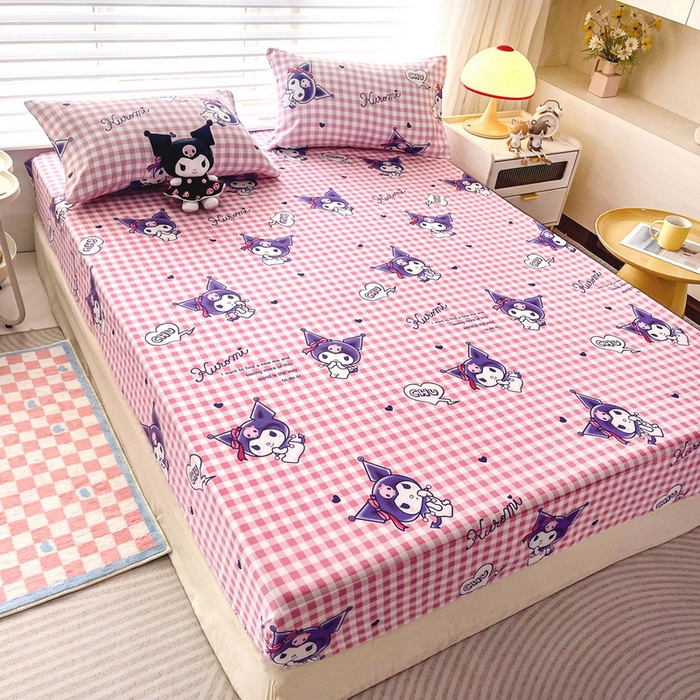 91家纺网 家纺一手货源 找家纺 一电 2024新款四季卡通床笠单件床罩床垫套防滑套宿舍儿童床单定制 欢乐库洛米