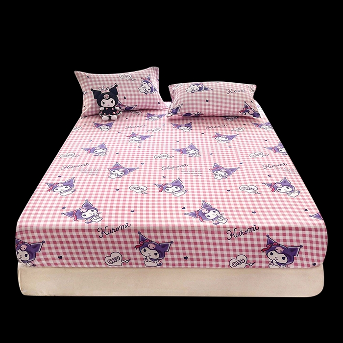 91家纺网 家纺一手货源 找家纺 一电 2024新款四季卡通床笠单件床罩床垫套防滑套宿舍儿童床单定制 欢乐库洛米