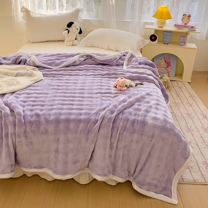 91家纺网 家纺一手货源 找家纺 启发 2025新款泡泡牛奶绒毛毯 泡泡千黛紫