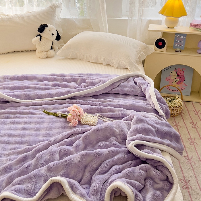 91家纺网 家纺一手货源 找家纺 启发 2025新款泡泡牛奶绒毛毯 泡泡千黛紫