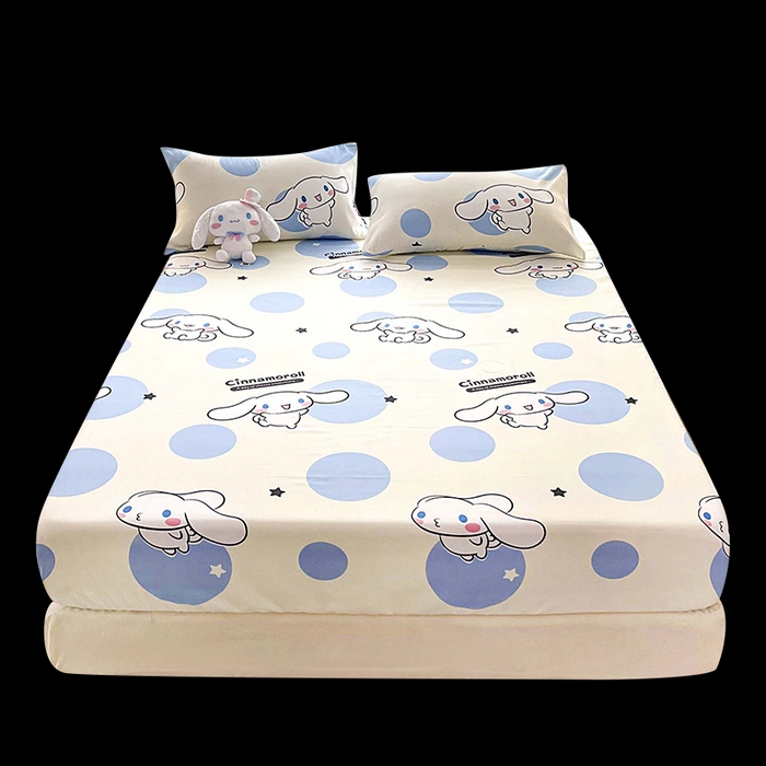 91家纺网 家纺一手货源 找家纺 一电 2024新款四季卡通床笠单件床罩床垫套防滑套宿舍儿童床单定制 圈圈玉桂狗