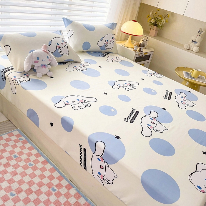 91家纺网 家纺一手货源 找家纺 一电 2024新款四季卡通床笠单件床罩床垫套防滑套宿舍儿童床单定制 圈圈玉桂狗