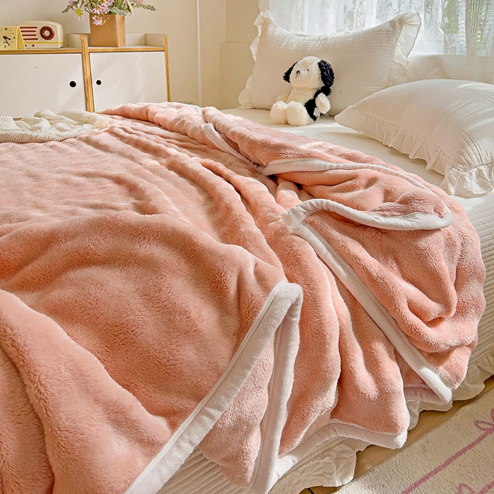 91家纺网 家纺一手货源 找家纺 启发 2025新款泡泡牛奶绒毛毯 泡泡桃粉