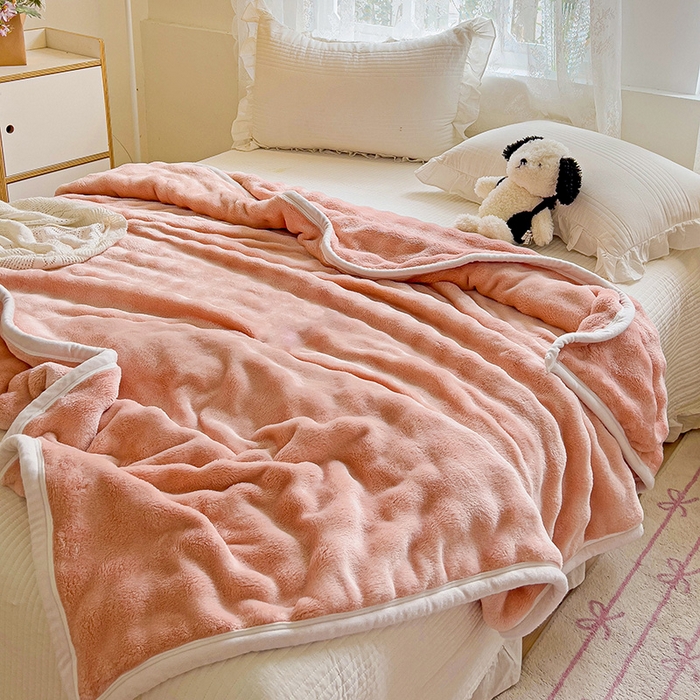 91家纺网 家纺一手货源 找家纺 启发 2025新款泡泡牛奶绒毛毯 泡泡桃粉