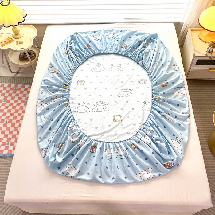 91家纺网 家纺一手货源 找家纺 一电 2024新款四季卡通床笠单件床罩床垫套防滑套宿舍儿童床单定制 星空玉桂狗