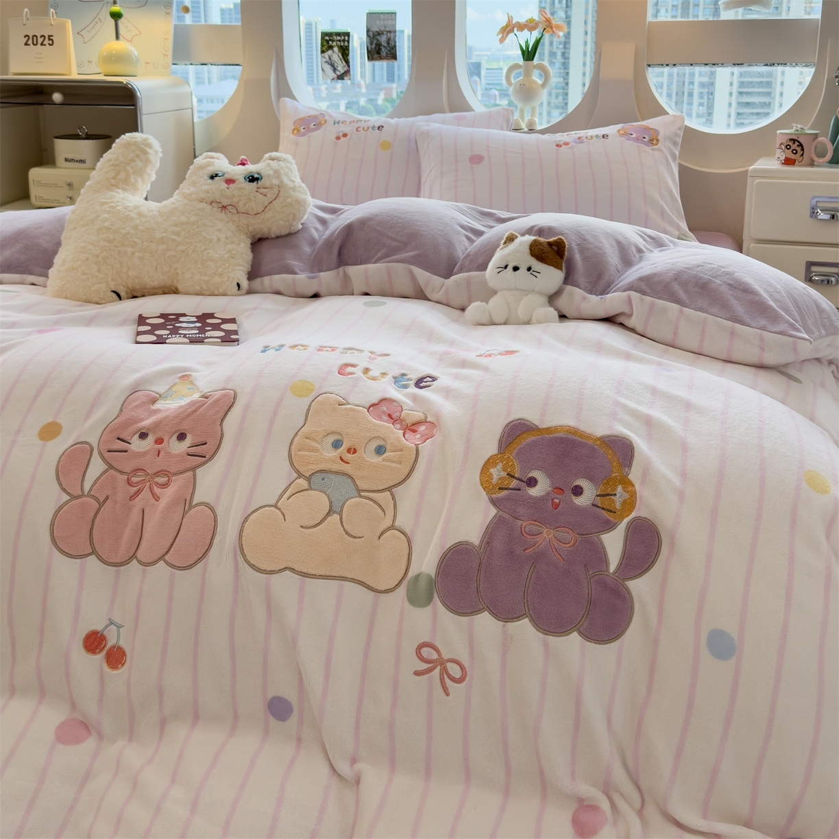 91家纺网 家纺一手货源 找家纺 （总）兄弟坊 2025新款卡通消光牛奶绒贴布绣四件套