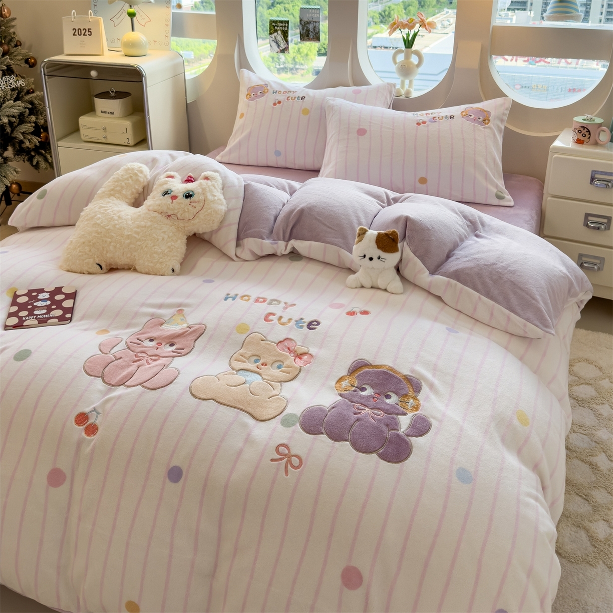 91家纺网 家纺一手货源 找家纺 （总）兄弟坊 2025新款卡通消光牛奶绒贴布绣四件套