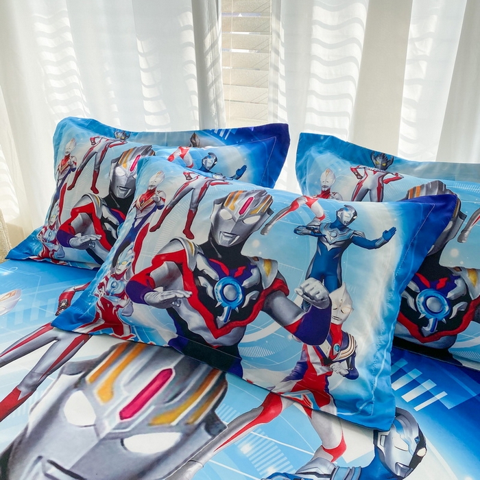 91家纺网 家纺一手货源 找家纺 一电 2025新款跨境电商卡通学生枕头套磨毛枕套 奥特曼战队