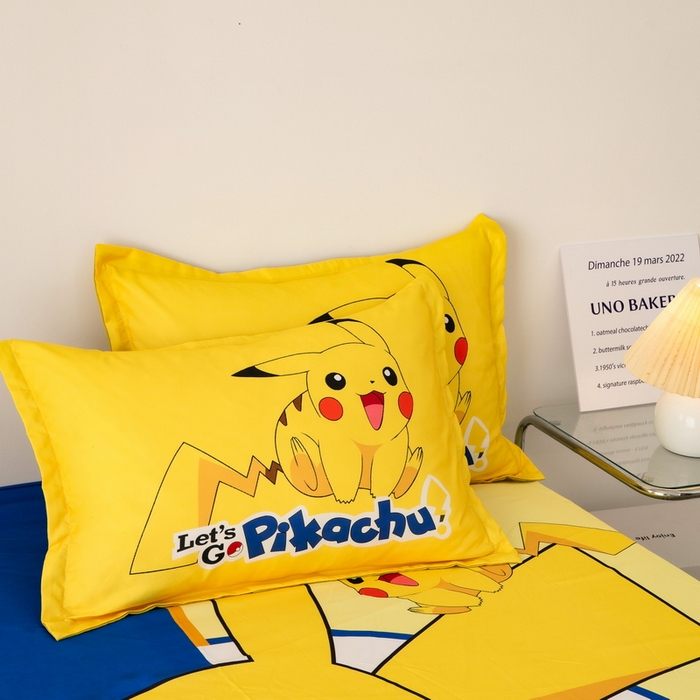 一电 2025新款跨境电商卡通学生枕头套磨毛枕套 淘气皮卡丘