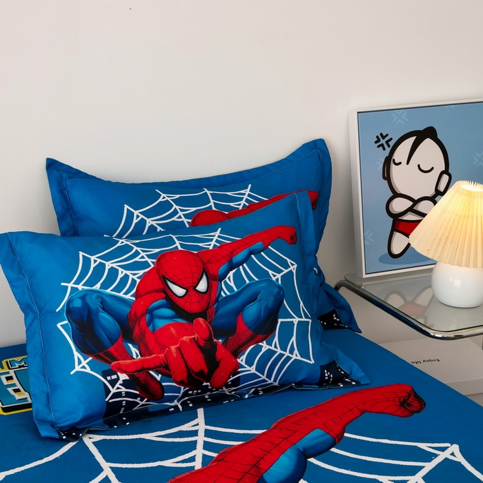 91家纺网 家纺一手货源 找家纺 一电 2025新款跨境电商卡通学生枕头套磨毛枕套 蜘蛛侠