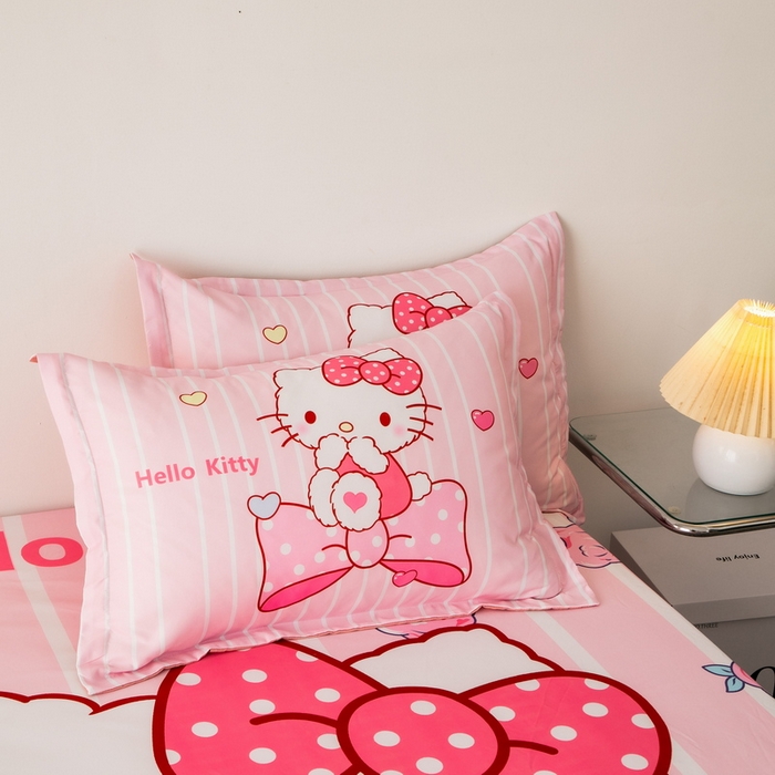 91家纺网 家纺一手货源 找家纺 一电 2025新款跨境电商卡通学生枕头套磨毛枕套 害羞KT