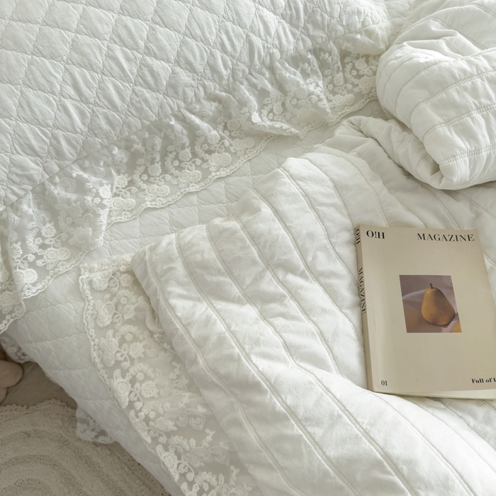 91家纺网 家纺一手货源 找家纺 上喜 2025新款六代砂洗床盖三件套+多功能夏被 奶油白