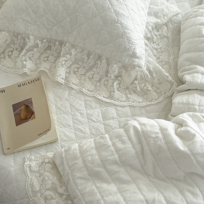 91家纺网 家纺一手货源 找家纺 上喜 2025新款六代砂洗床盖三件套+多功能夏被 奶油白