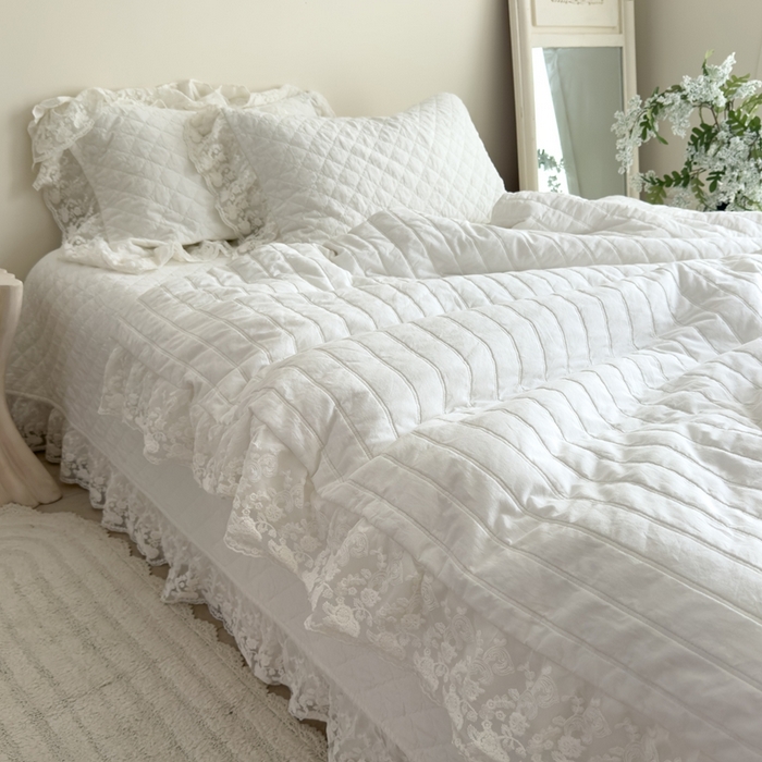 91家纺网 家纺一手货源 找家纺 上喜 2025新款六代砂洗床盖三件套+多功能夏被 奶油白