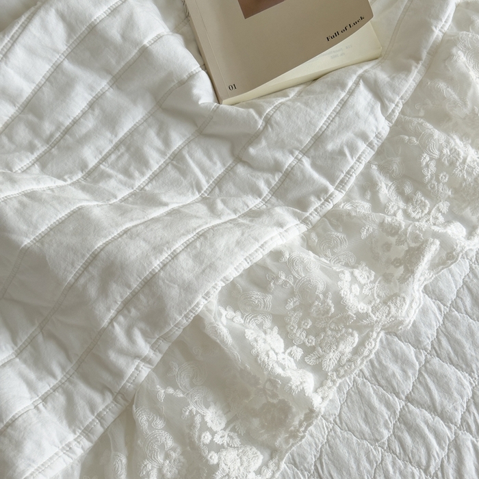 91家纺网 家纺一手货源 找家纺 上喜 2025新款六代砂洗床盖三件套+多功能夏被 奶油白