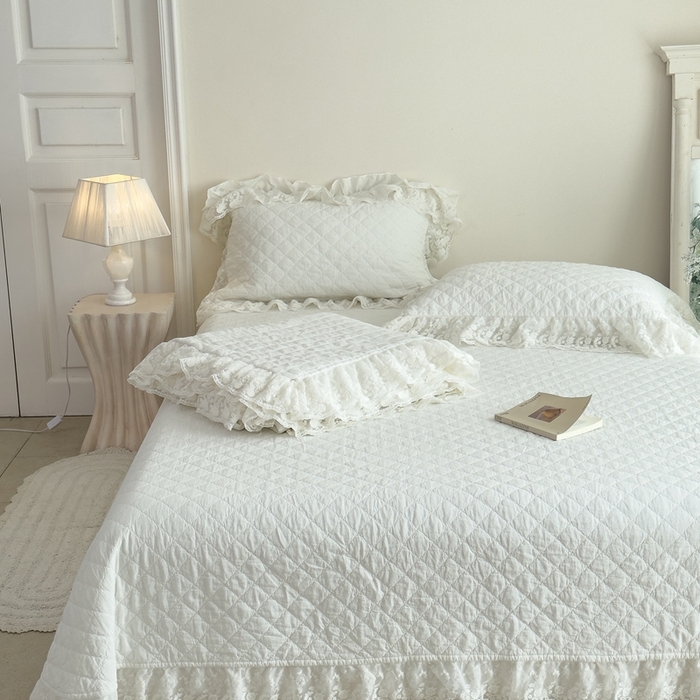 91家纺网 家纺一手货源 找家纺 上喜 2025新款六代砂洗床盖三件套+多功能夏被 奶油白