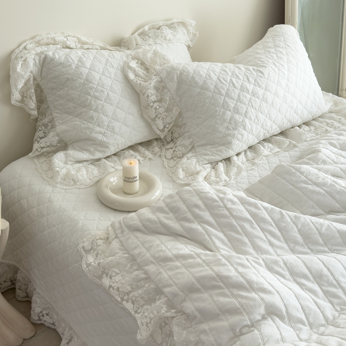 91家纺网 家纺一手货源 找家纺 上喜 2025新款六代砂洗床盖三件套+多功能夏被 奶油白