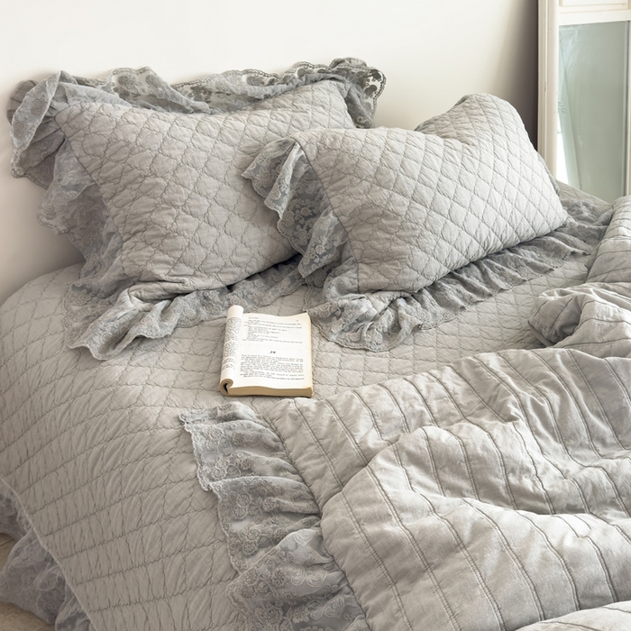 91家纺网 家纺一手货源 找家纺 上喜 2025新款六代砂洗床盖三件套+多功能夏被 高级灰