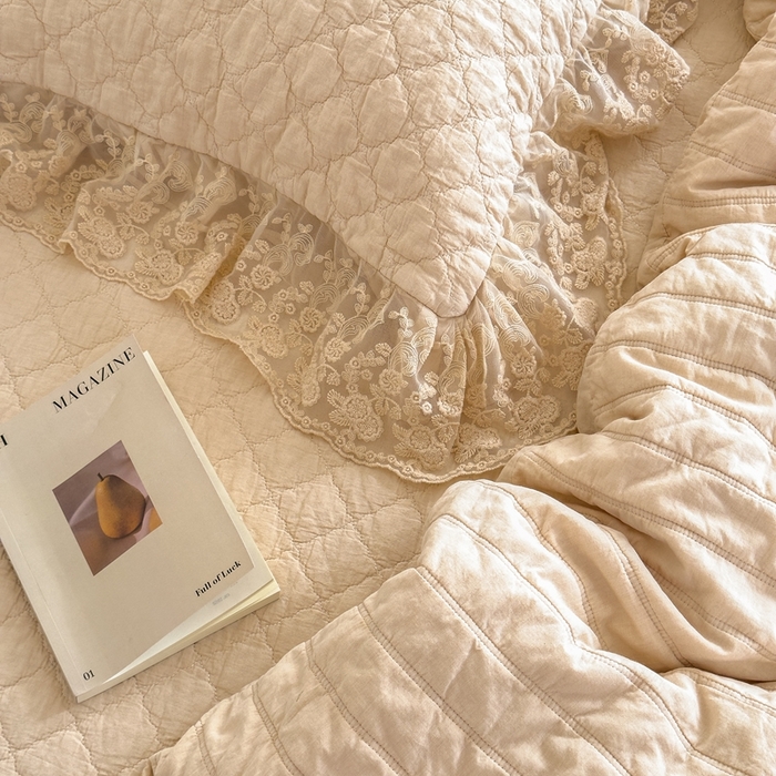 91家纺网 家纺一手货源 找家纺 上喜 2025新款六代砂洗床盖三件套+多功能夏被 奶油米