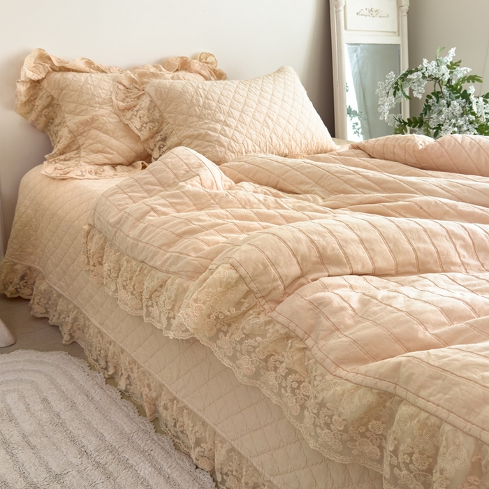 91家纺网 家纺一手货源 找家纺 上喜 2025新款六代砂洗床盖三件套+多功能夏被 奶油米