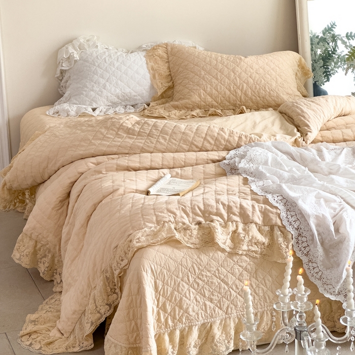 上喜 2025新款六代砂洗床盖三件套+多功能夏被 奶油米