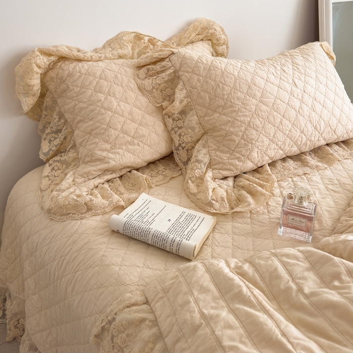 91家纺网 家纺一手货源 找家纺 上喜 2025新款六代砂洗床盖三件套+多功能夏被 奶油米