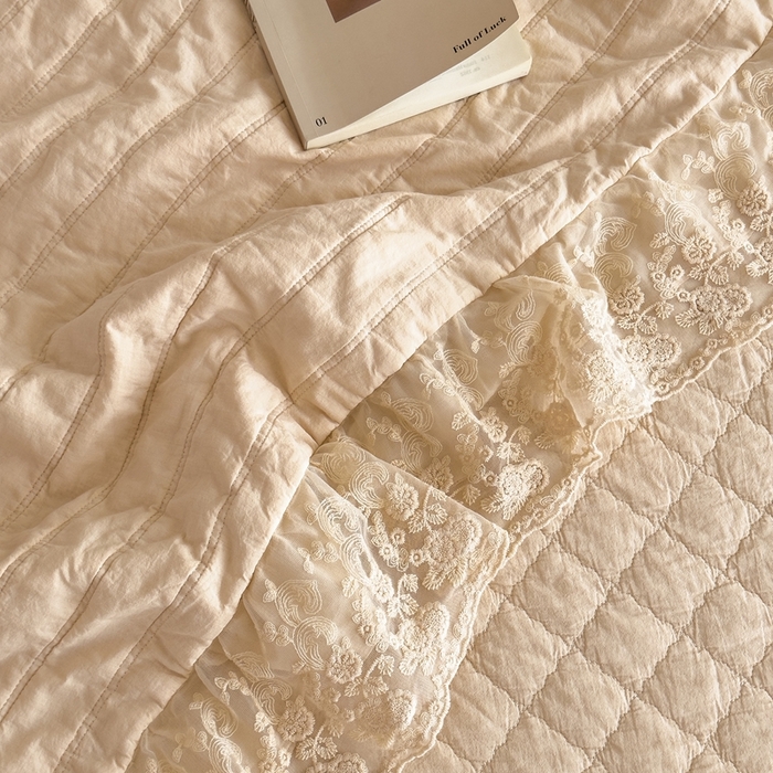 91家纺网 家纺一手货源 找家纺 上喜 2025新款六代砂洗床盖三件套+多功能夏被 奶油米