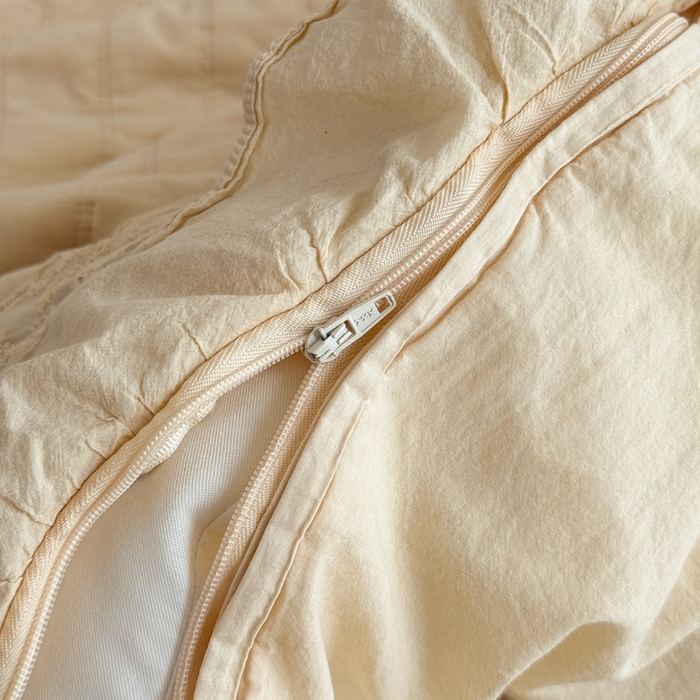 91家纺网 家纺一手货源 找家纺 上喜 2025新款六代砂洗床盖三件套+多功能夏被 奶油米