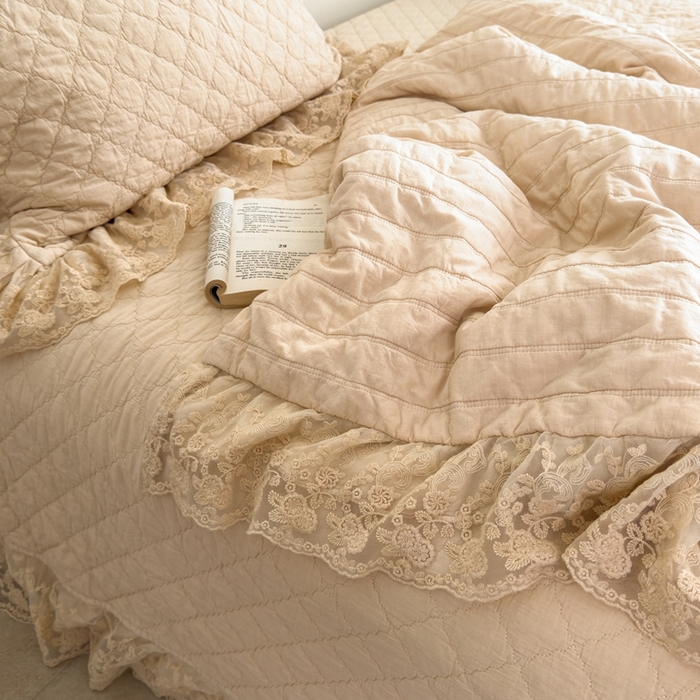 91家纺网 家纺一手货源 找家纺 上喜 2025新款六代砂洗床盖三件套+多功能夏被 奶油米