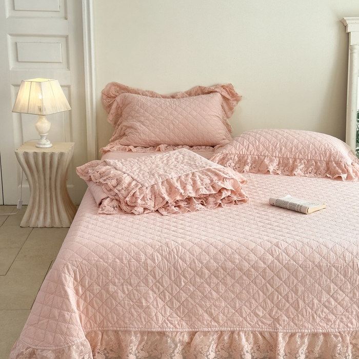 91家纺网 家纺一手货源 找家纺 上喜 2025新款六代砂洗床盖三件套+多功能夏被 樱花粉