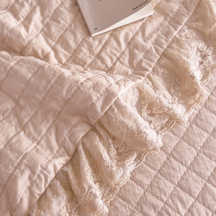 91家纺网 家纺一手货源 找家纺 上喜 2025新款六代砂洗床盖三件套+多功能夏被 樱花粉