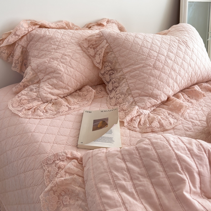 91家纺网 家纺一手货源 找家纺 上喜 2025新款六代砂洗床盖三件套+多功能夏被 樱花粉