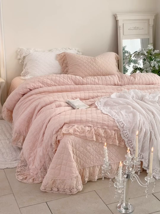 91家纺网 家纺一手货源 找家纺 上喜 2025新款六代砂洗床盖三件套+多功能夏被 樱花粉